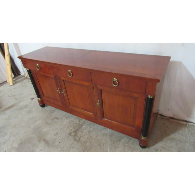 Baker Furniture Company 1980s Baker Furniture French Empire Cherry Wood and Parcel Ebonized Sideboard For Sale - Image 4 of 10