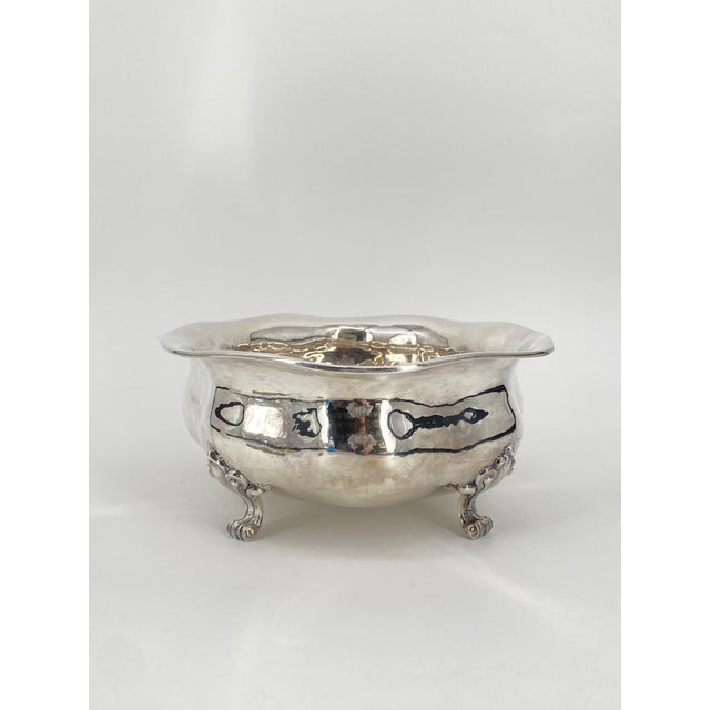 Metal Large Antique 800 Silver Bowl on Lion Feet, Germany For Sale - Image 7 of 14