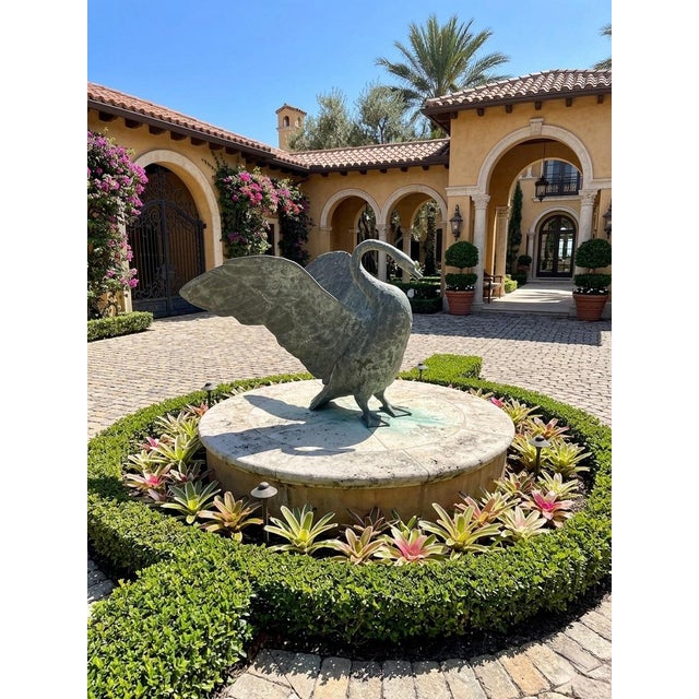 Verdigris Large-Scale Verdigris Bronze Swan Garden Sculpture For Sale - Image 8 of 12