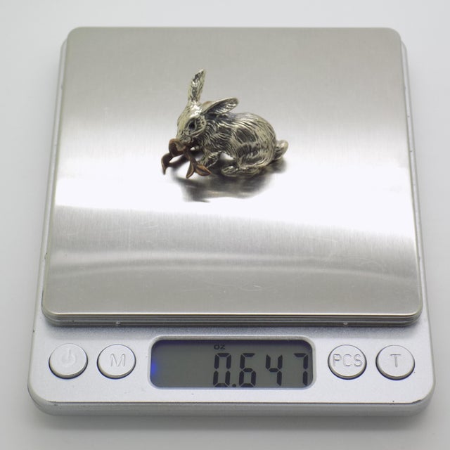 Vintage Italian Handmade Genuine Silver & Brass Rabbit Bunny Figurine Miniature For Sale - Image 9 of 10