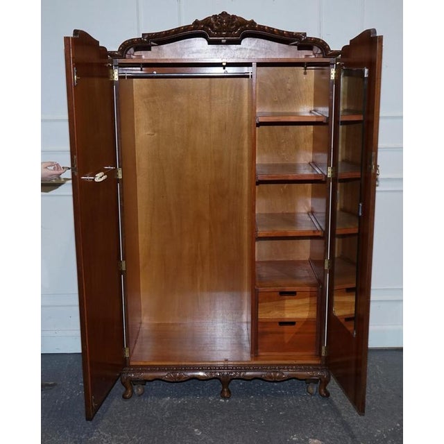 English Victorian Queen Anne Art Deco Burr Walnut 2-Door Wardrobe For Sale - Image 9 of 18