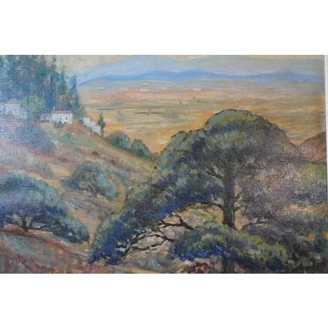 Textile 1930s Henry Lovins - Misty Weather, San Fernando Valley - Oil on Canvas For Sale - Image 7 of 7