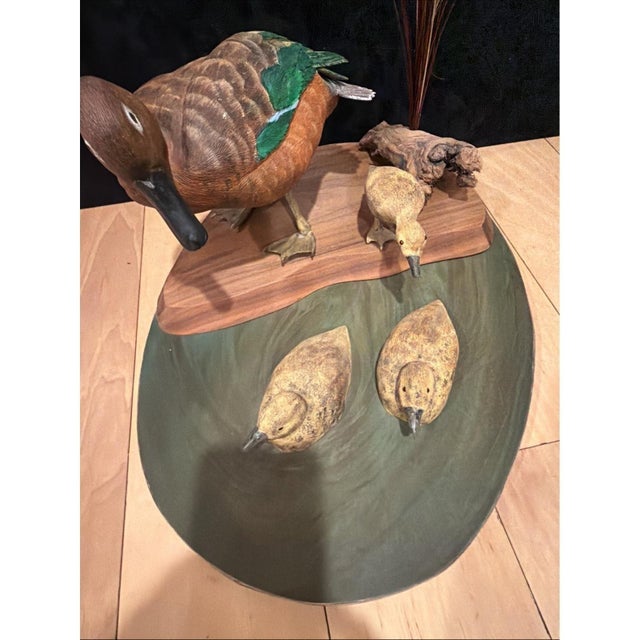 Vintage Hand-Carved Wood Duck Family Sculpture Folk Art – Handcrafted For Sale - Image 10 of 13