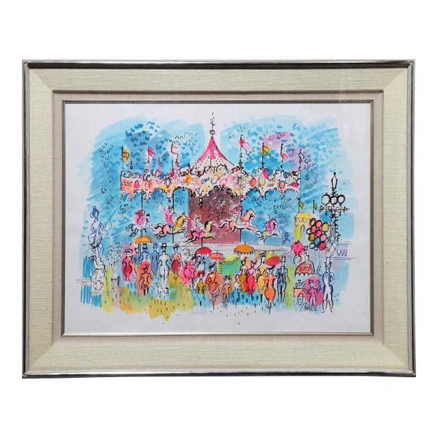 Carousel, Watercolor by Charles Cobelle For Sale