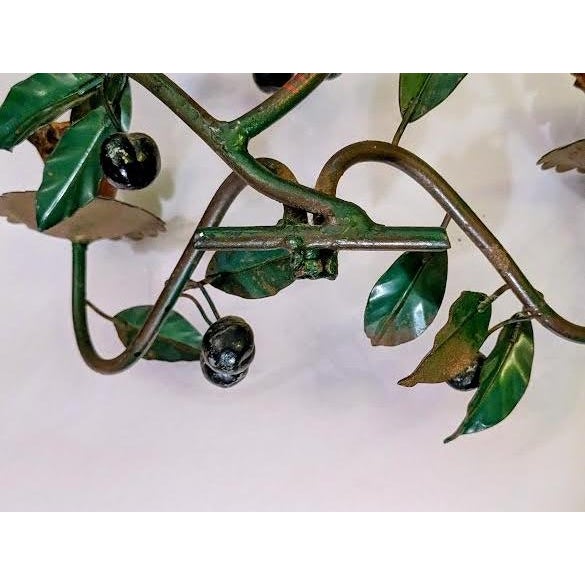 1950s Pair of Antique Italian Wall Sconces;Toleware and Iron; Leaf and Branch Design For Sale - Image 5 of 9