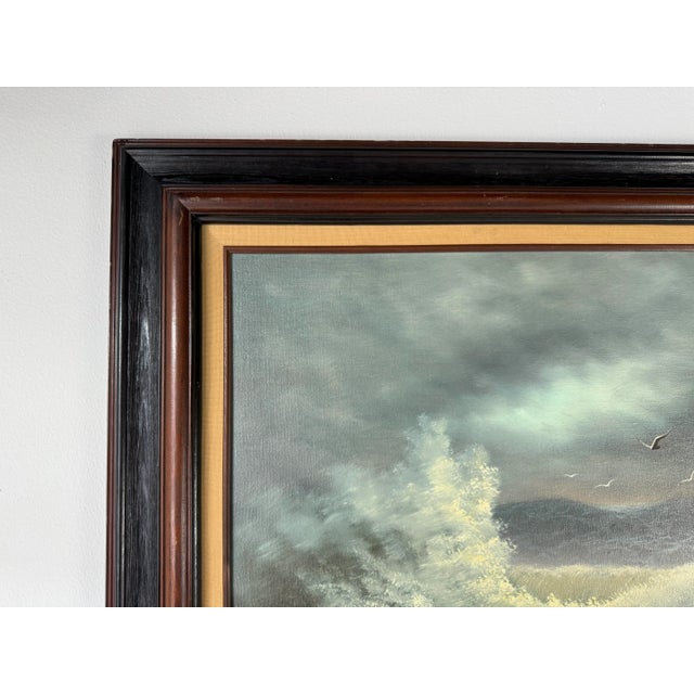 1970s 70's Vintage Brawer Ocean Seascape Oil Painting, Framed For Sale - Image 5 of 11