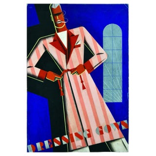 Art Deco Poster of Man in Dressing Gown by Theodor Kindel, 1920s For Sale