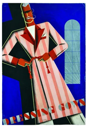 Art Deco Poster of Man in Dressing Gown by Theodor Kindel, 1920s