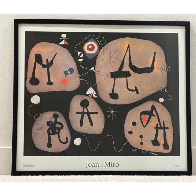 Vintage framed 1993 exhibition poster celebrating the centenary of renowned Spanish artist Joan Miró (1893-1983),...
