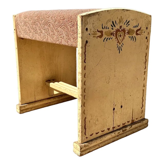 1940s Primitive Folk Art Peter Hunt Foot Stool Bench For Sale