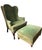 Vintage Wingback Chair and Ottoman by Woodmark Originals in Green Velvet With Terracotta Piping, a Set For Sale - Image 4 of 13