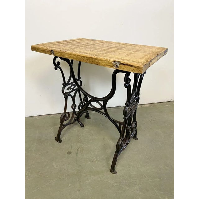 1950s Industrial Iron & Wood Worktable, 1950s For Sale - Image 5 of 14