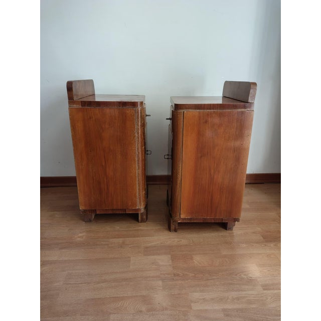 Brown Art Deco Burl Bedside Tables, 1930, Set of 2 For Sale - Image 8 of 15