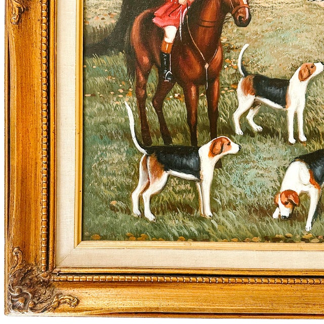 Late 20th Century Late 20th Century Framed & Matted English Fox Hunt Equestrian Oil Painting For Sale - Image 5 of 11