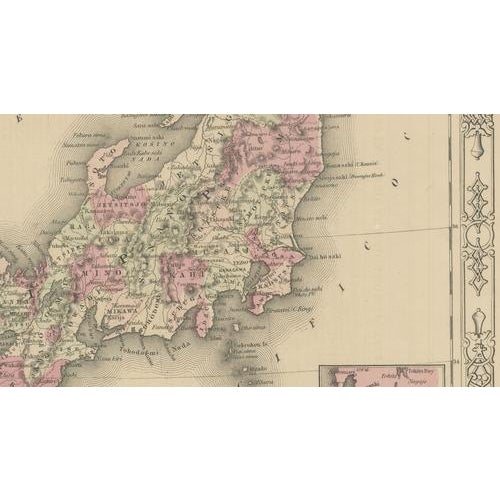 Gold Antique Map of Japan from Johnson & Ward, 1865 For Sale - Image 8 of 10