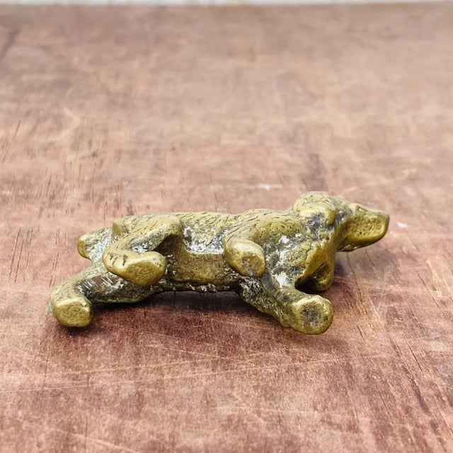Metal Late 1800s Miniature Brass English Spaniel Dog Figurine For Sale - Image 7 of 12