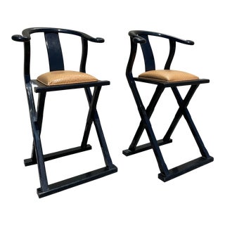 Vintage Ming Barstools in the Style of James Mont - a Pair For Sale