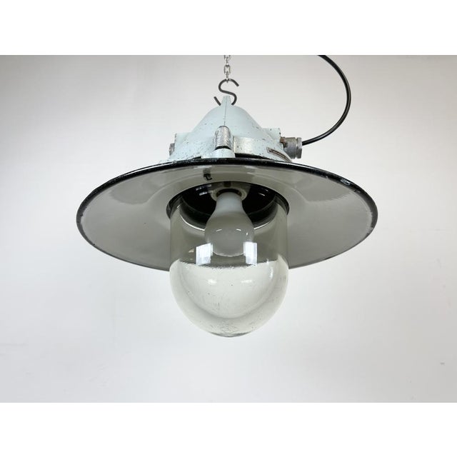 Grey Cast Aluminium Explosion Proof Lamp with Enameled Shade from Elektrosvit, 1970s For Sale - Image 10 of 18