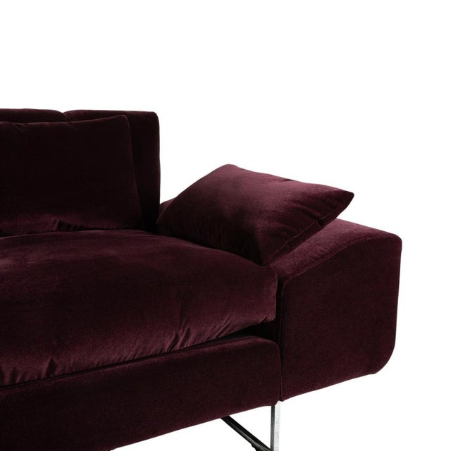Textile Embrace Three-Seater Sofa in Velour Velvet, Chrome and Violet with Manual Function by Brühl For Sale - Image 7 of 15