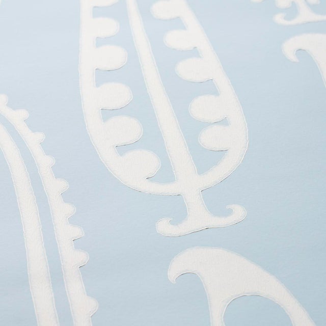 Modern SAMPLE - Schumacher x Drusus Tabor Paisley Peas Wallpaper In Sky For Sale - Image 3 of 4