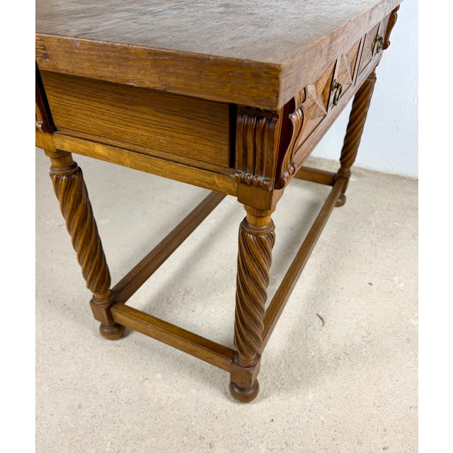 20th Century Spanish Oak Console Table with Two Drawers For Sale - Image 9 of 10