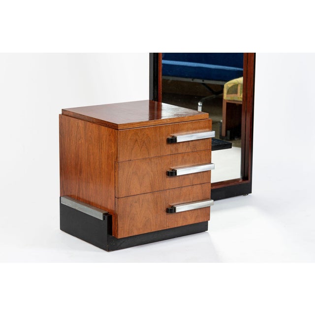 Antique Art Deco Wood Vanity Mirror & Stool by Donald Deskey for Widdicomb 1930s For Sale In Detroit - Image 6 of 18