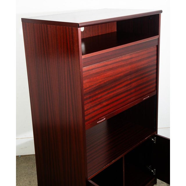 Brown 1960s Mid Century Danish Modern Cabinet Media Rosewood Tambour Door Low Tall Denmark For Sale - Image 8 of 12