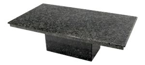 Medium to Large Black Granite Rectangular Mid-Century Modern Coffee Table
