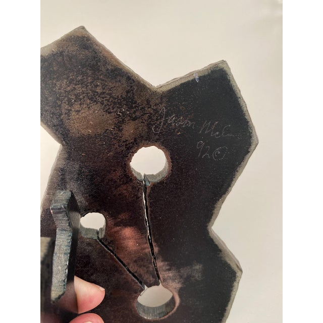 Onyx Signed Jason McLeod Studio Craft Torch-Cut Steel Bookends, Dated 1992 For Sale - Image 8 of 9