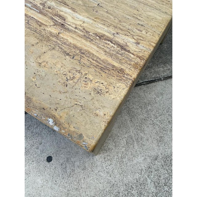 Stone Vintage Monumental Travertine Parsons Coffee Table For Sale - Image 7 of 13