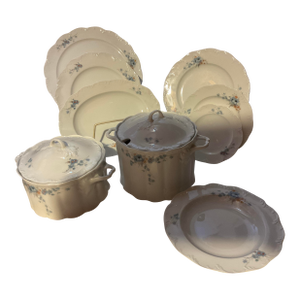 1980s Set of 48 Pieces Exquisite Porcelain With Flowering Branch