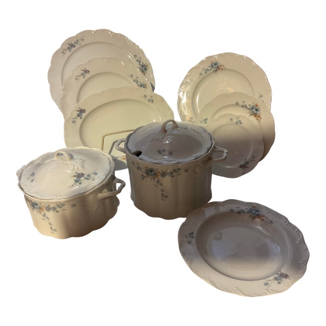 New 1980s Set of 48 Pieces Exquisite Porcelain With Flowering Branch For Sale