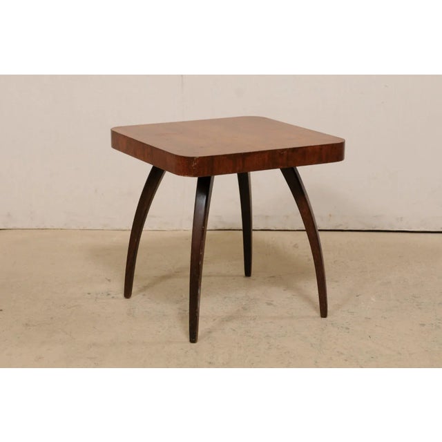 1930s Jindrich Halabala Designed Square-Shaped Wooden Side Table W/Spider Legs, 1930s For Sale - Image 5 of 13