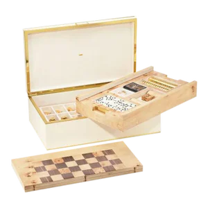AERIN Classic Faux Shagreen Game Box, Cream