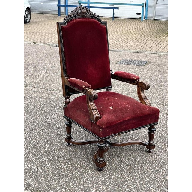 Victorian Walnut Country House Armchair For Sale - Image 3 of 11