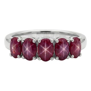 Natural Star Ruby Ring, Half Band Stackable Ring Us 7 For Sale