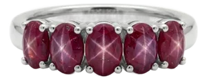 Natural Star Ruby Ring, Half Band Stackable Ring Us 7
