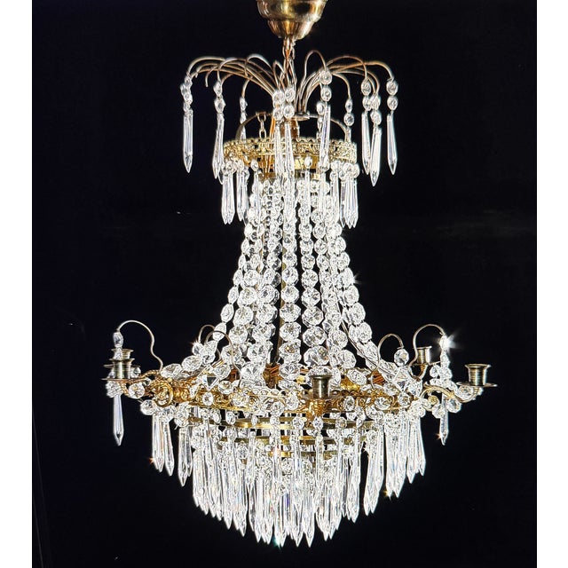 Empire Swedish Chandeliers in Cut Glass, 1890s For Sale - Image 4 of 4