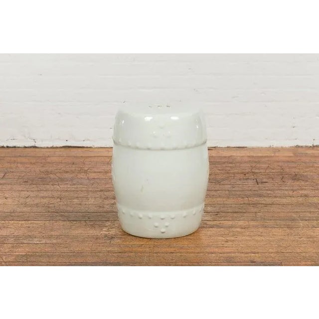 Vintage Chinese Blanc De Chine Garden Stool with Pierced & Raised Motifs For Sale - Image 11 of 13