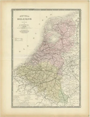 Antique Map of the Netherlands and Belgium, 1875