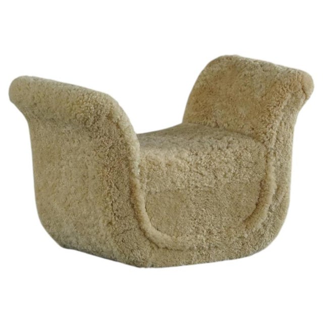 Vintage Swedish Stool in Lambswool by Otto Schulz for Boet, 1930s For Sale - Image 16 of 16