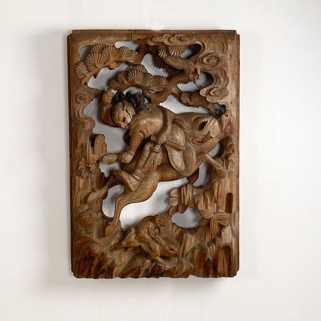ムラバヤシケンジ wood carving art「ハンギングフィッシュ」 Japanese Keyaki Wood Carving | Chairish