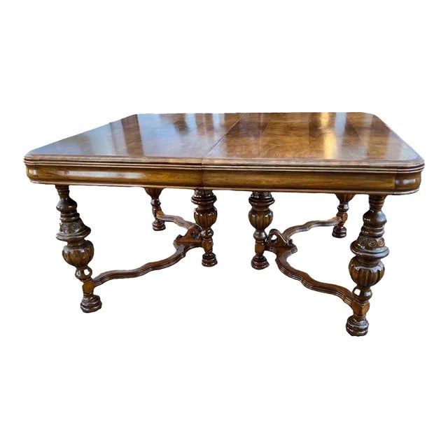 Antique Hand Carved Oak Jacobean Dining Table, Circa 1910s Chairish