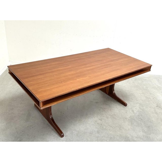 Mid-Century Teak Desk or Dining Table with Storage Space, 1960s, in Good conditions. Designed 1960 to 1969