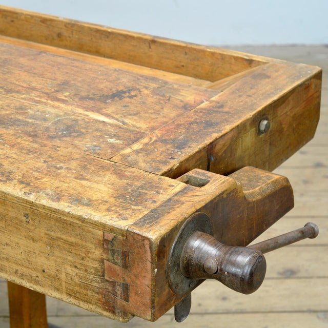 Antique Oak Workbench, 1920s For Sale - Image 10 of 13