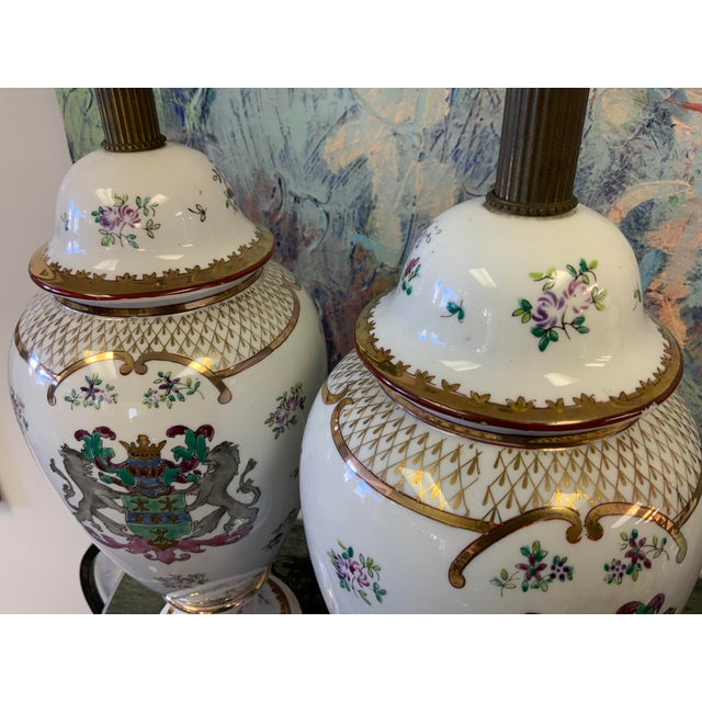 Mid 20th Century 20th Century Pair of French Sanson Style Lamps For Sale - Image 5 of 9