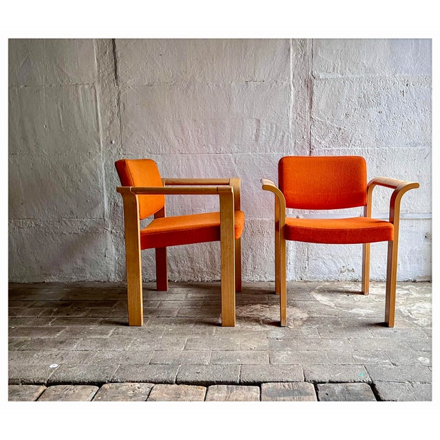 Mid-Century Modern Orange Stacking Armchairs by Rud Thygesen & Johnny Sørensen for Magnus Olesen, Denmark, 1970s, Set of 2 For Sale - Image 11 of 18