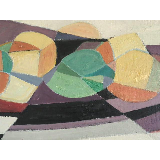 1950 Mid-Century Modern 'Geometric Harvest' Swedish Geometric Abstract Still Life Oil Painting, Framed For Sale - Image 10 of 12