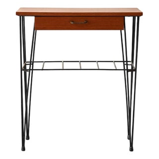 Vintage Scandinavian Bedside Table in Teak and Iron, 1950s For Sale