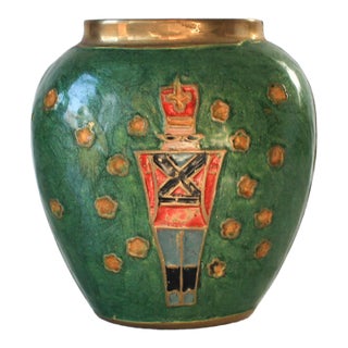 Vintage Solid Brass Cloisonne Nutcracker Soldier Vase For Sale